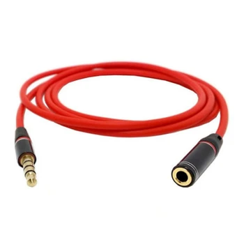 

3.5mm 4 Pole Male to Female Red Gold Plated Headphone Earphone Audio Adapter Mic Extension Cable