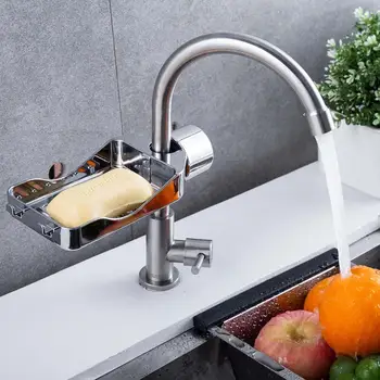

ABS No Rusting Faucet Rack Rag Drain Rack Kitchen Organizer Free Punch Sink Sponge Holder Rack Adjustable Bathroom Soap Rack