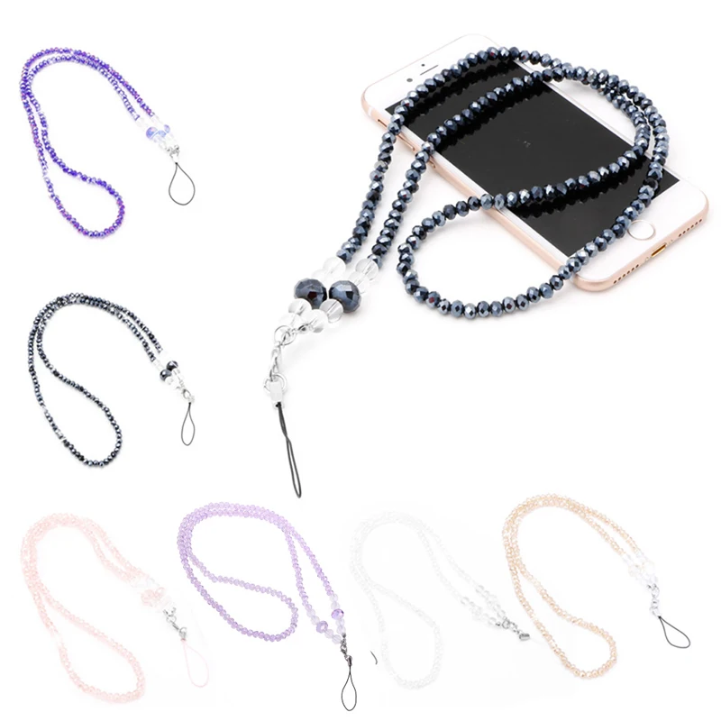

Pearls Long Neck Strap Lanyard KeyRing Keychain Holder Necklace For Mobile Phone