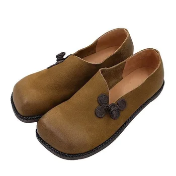 

Spring Autumn Medieval Retro Women Flat Comfortable Casual PU Leather Roman Single Shoes Female Footwear Casual Outdoor Slippers