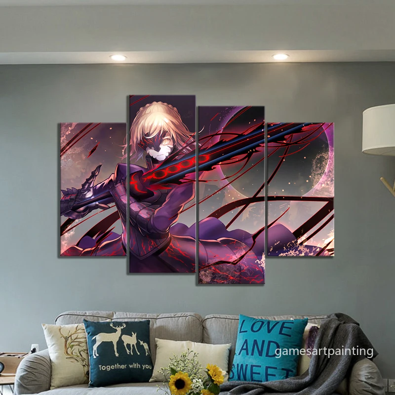 Плакат Artoria Pendragon Fate/Grand Order 4 шт. Картина на холсте настенное искусство для