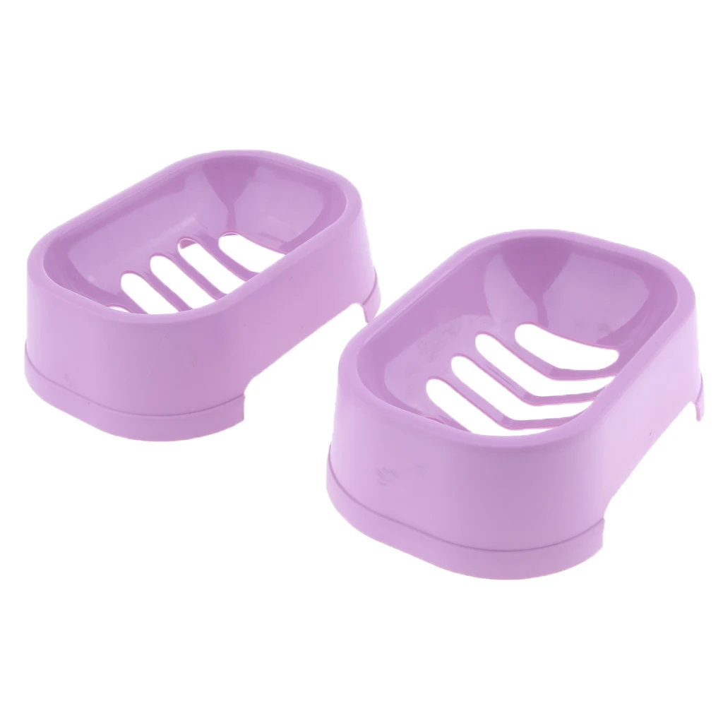 2 шт. кухня и мыльница для ванной комнанты коробка, мыльница/чехол с сливом легко чистится, держать куски мыла сухой чистке - Цвет: Purple