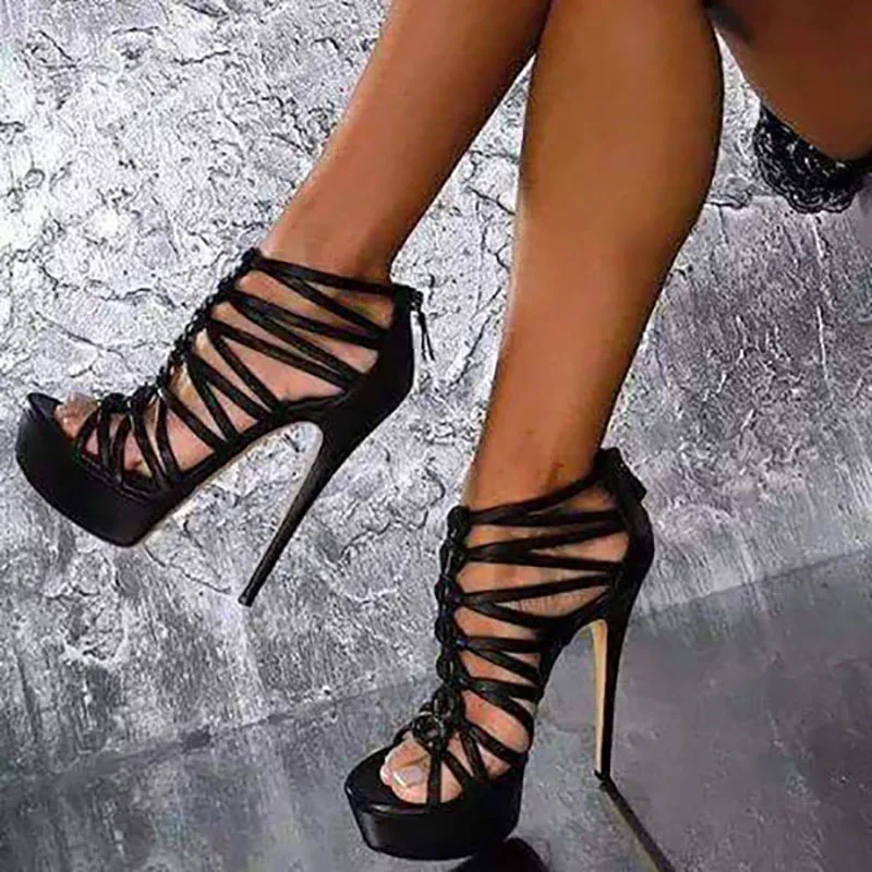 

Ladies Customized High Heel Sandals Cross-straps Sexy Summer Sandals Platform Party Prom Club Fashion Dress Shoes 237D