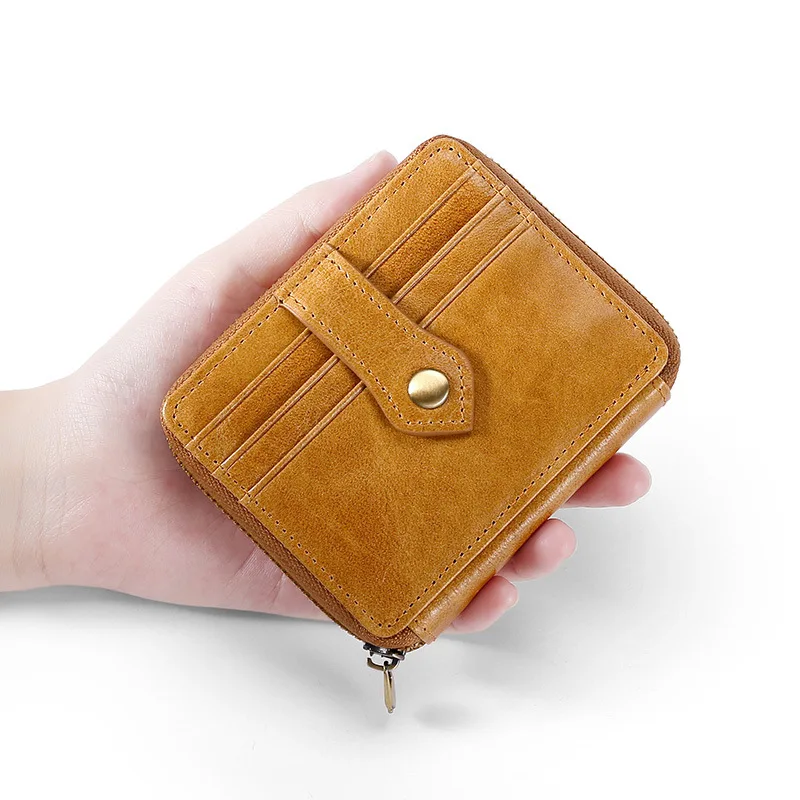 Новый RFID-кошелек с защитой от кражи кожаный Маленький Ретро-кошелек из вощеной