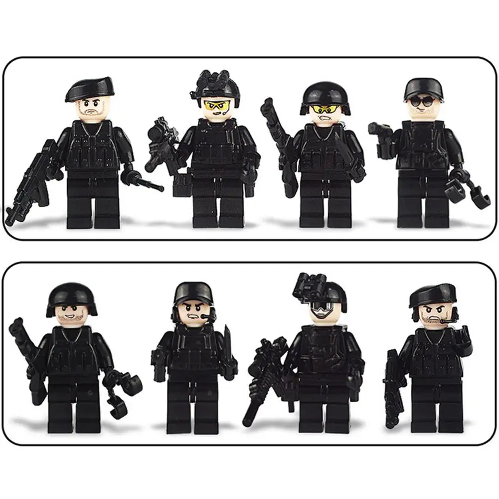 8 pièces assemblées blocs de construction militaires Forces spéciales soldats briques Figures pistolets armes compatibles Legoings blocs de construction