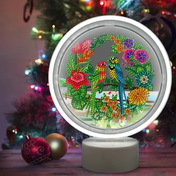 

Round Circle DIY Diamond Painting Led Light Lamp Resin Diamond Drill Special Shaped LED Night Lamp Table Desk Decoration