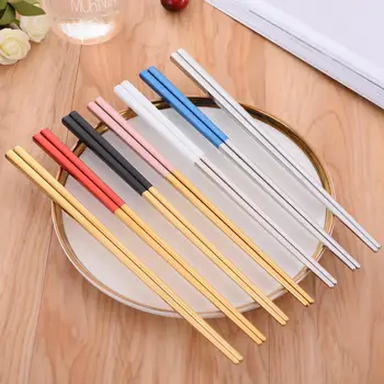 

Reusable Useful Stainless Steel Chopsticks Metal Chop Sticks Tableware Silver Gold Multicolor Wedding Party Festival Occasions