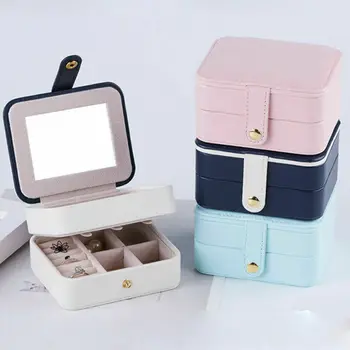 

Mini Luxury Portable Travel Jewelry Box Organizer PU Jewellery Ornaments Case Makeup CosmeticDisplay Storage Organizer Gift