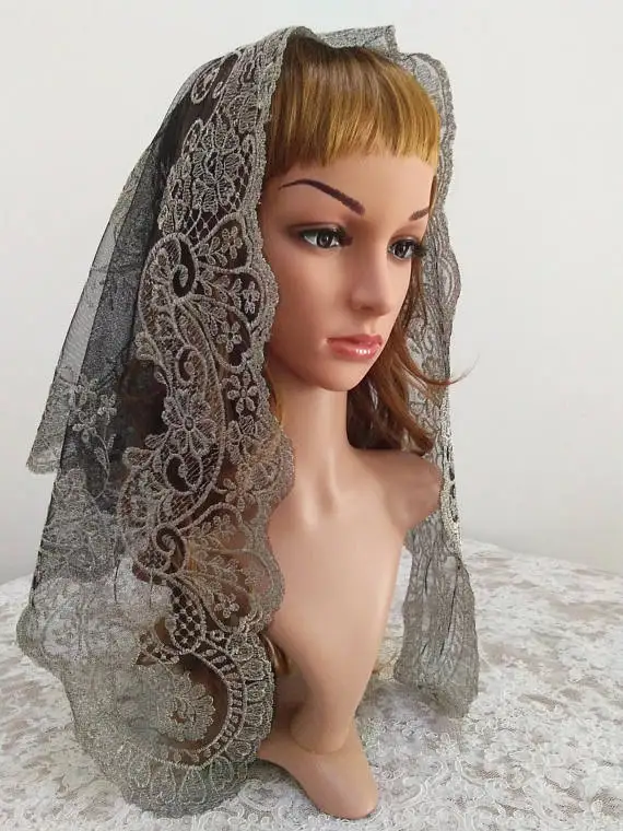 Испанская кружевная Мантилья католический вуаль женская голова покрытия Church Veil