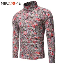 Luxury Floral Turtleneck Sweaters Men Casual Fashion Long Sleeve Pullover Mens Sweater Shirt Autumn Male Knitted Clothes Coats