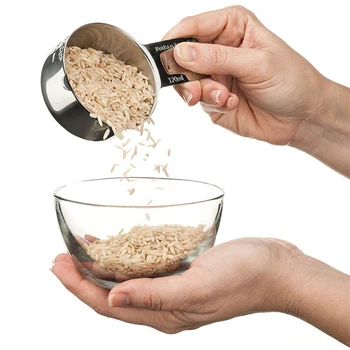 

[7-Piece]Stainless Steel Measuring Cups - Made of 1 Solid Piece 304 Stainless Steel, Engraved Measurements, Nesting Measuring Cu