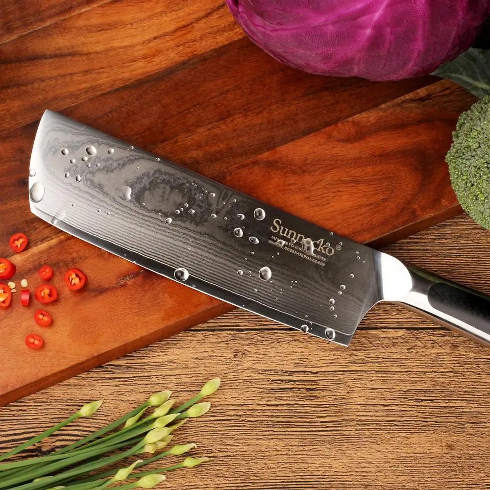 Нож дамасский Мясницкий SUNNECKO VG10 японское лезвие из стали 7 дюймов острый кухонный