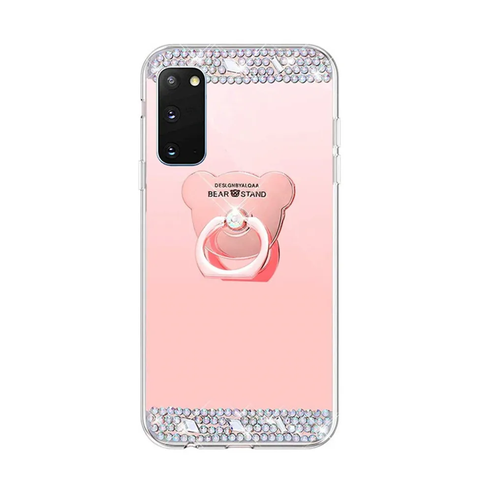 

Luxury Diamond Mirror Case For Samsung Galaxy S20 Plus Ultra A3 A5 A7 A6 A8 Plus J4 J6 J8 2018 C9 Pro C8 C7 Glitter Ring Cover