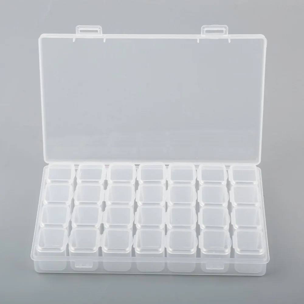

28Slots Jewelry Diamond Painting Accessories Box Embroidery Case Cross Stitch Tools Canvas Geometric Holder Storage Assortment