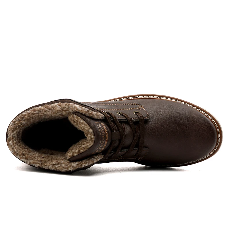 Comprar Botas de invierno para hombre con piel 2019 botas de nieve de tobillo cálido para hombres zapatos de cuero genuino calzado masculino moda de goma andador pico