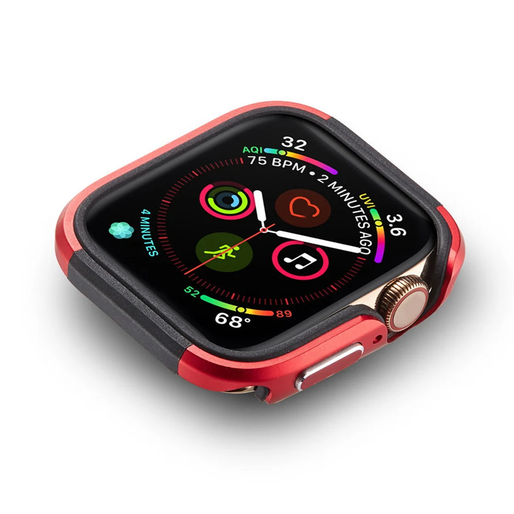 Red Модный чехол для часов men/We men для iwatch 40 мм 44 мм, бампер из ТПУ+ Алюминиевый металлический защитный чехол для Apple Watch Series 5 4 - Цвет: Red