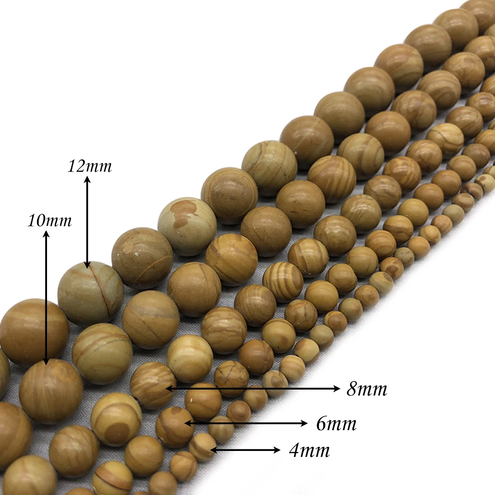 

Natural Loose Beads Wood Stripe Stone Ball Loose Beads for Women Jewelry Bracelets Necklaces Making J226