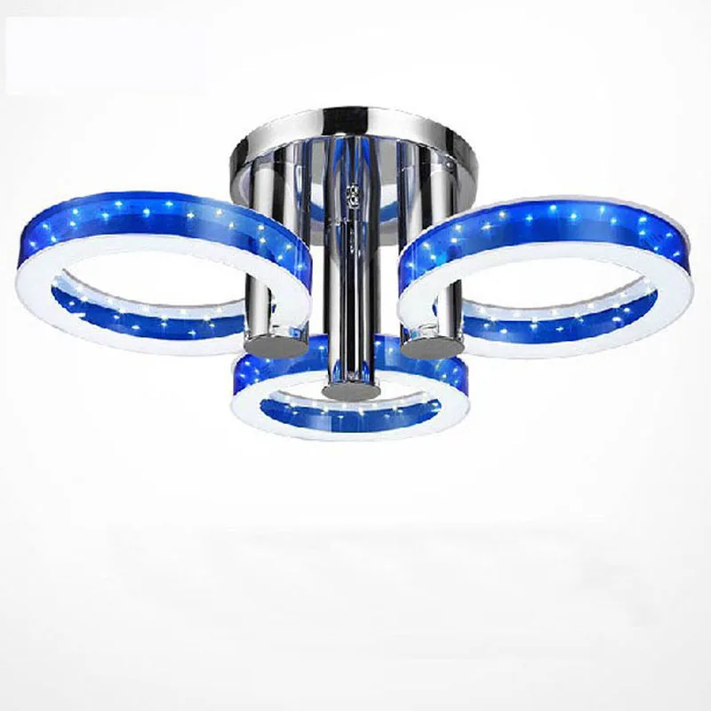3 rings D50 H20cm Современный светодиодный акриловый потолочный светильник с круглым кольцом и мультиголовкой, свежий синий, красный, серебристый, желтый полусмывной потолочный светильник для гостиной спальни - Цвет корпуса: 3 rings D50 H20cm