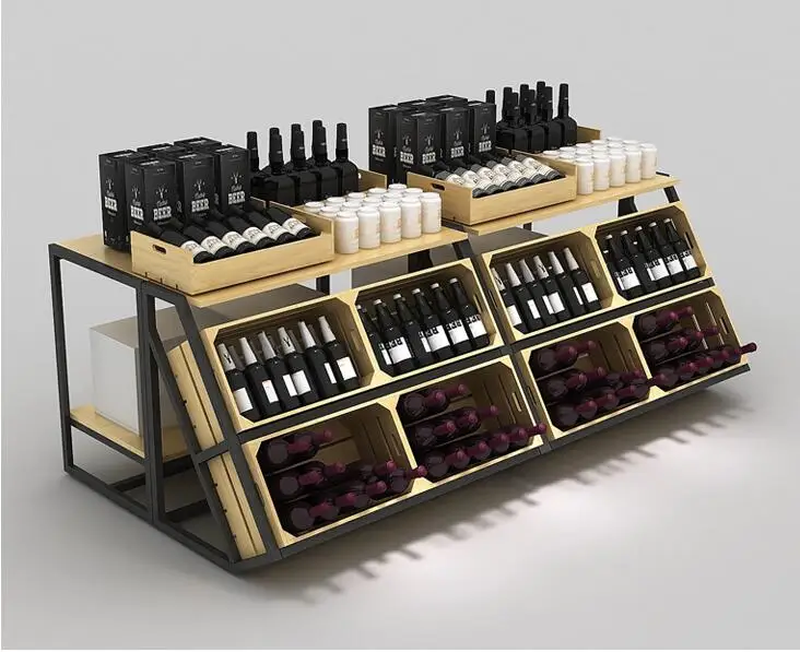 Wine island cabinet display rack water table high and low table food promotion Duitou supermarket shelf