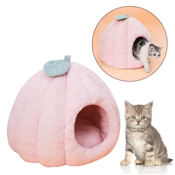 

Pet Cat Dog Cute House Bed Mat Warm Soft Removable Kennel Nest Pet Basket Funny Fruit Pumpkin House For Kitten Puppy