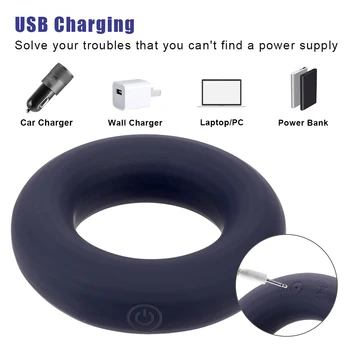 Silicone Cock Ring Sex Toys for Men Vibrating Penis Ring USB Charging Delay Ejaculation 10 Frequency Lock Vibro Ring Sex Shop 4