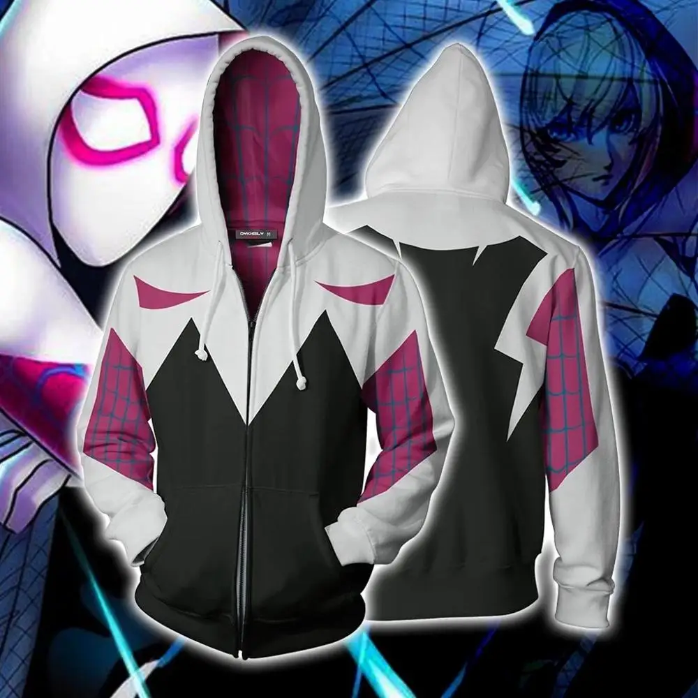 

Anime Sweatshirt Hoodie Gwen Spider man Cosplay Costume Spiderman Jacket Coats Men Women New