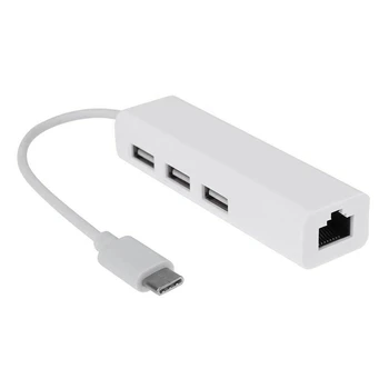 

USB-C USB 3.1 Type C To USB RJ45 Ethernet Lan Adapter Hub Cable for PC