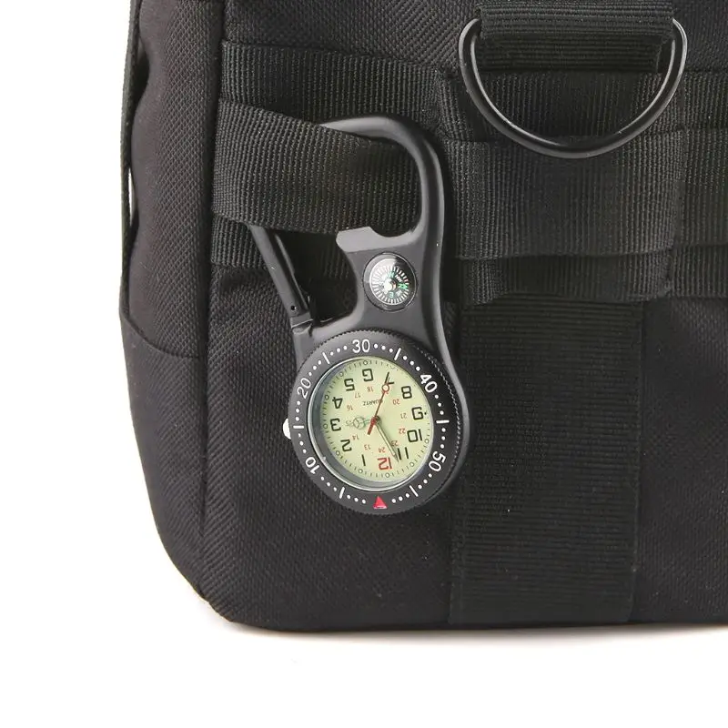 

Rock Climbing Carabiner Luminous Watch Hang Buckle Compass Bottle Opener Analog Display Quartz Movement