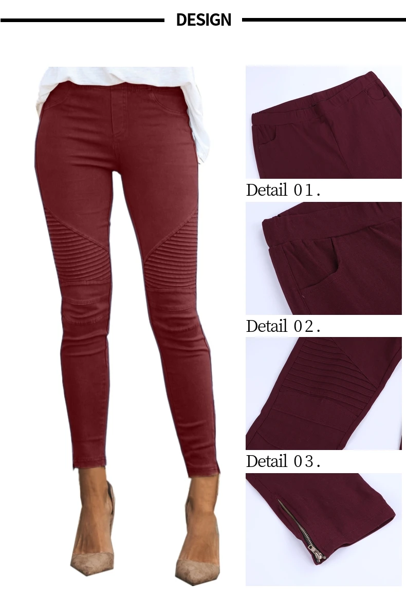 Women's Jeans Leggings Woman Clothes Leggings Mom Imitation Jean Slim Leggings Elastic Trousers Skinny Pantalon Female Black Red
