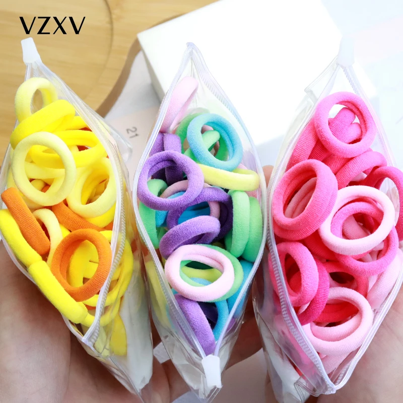 Coleteros elásticos de nailon de colores para niña, accesorios para el pelo de niños, coletero, diadema, 50 Uds.