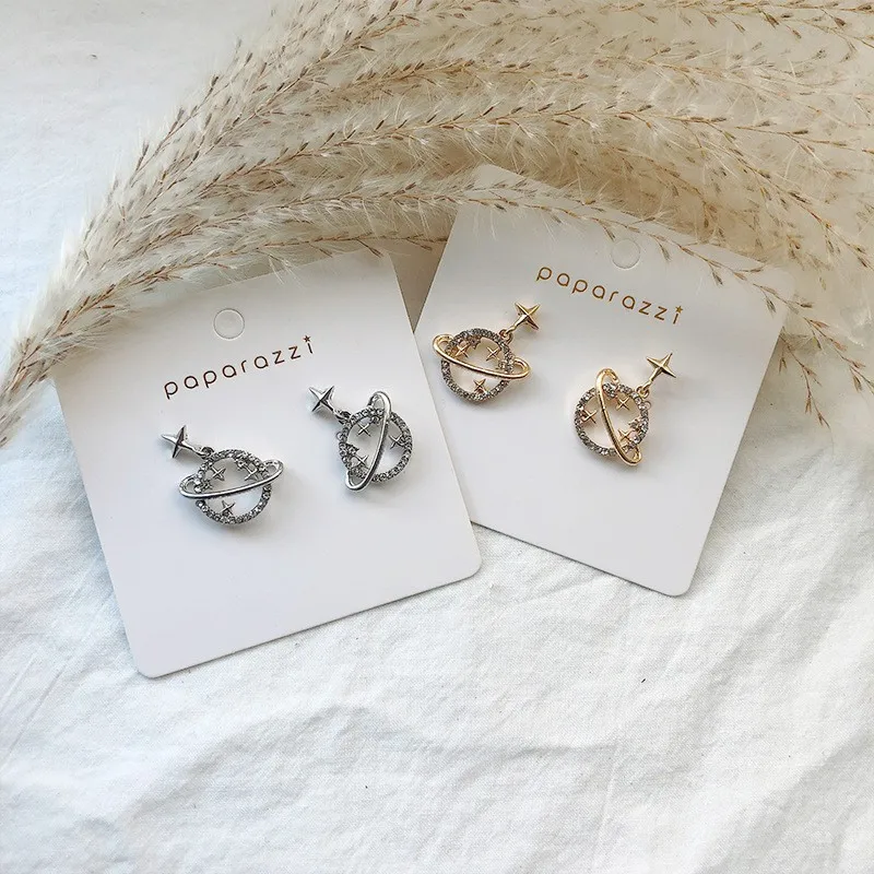

S925 Women Earrings Fashion Charms Geometric Unique Zircon Planet Dangle Drop Earring Jewelry Gifts for Girls