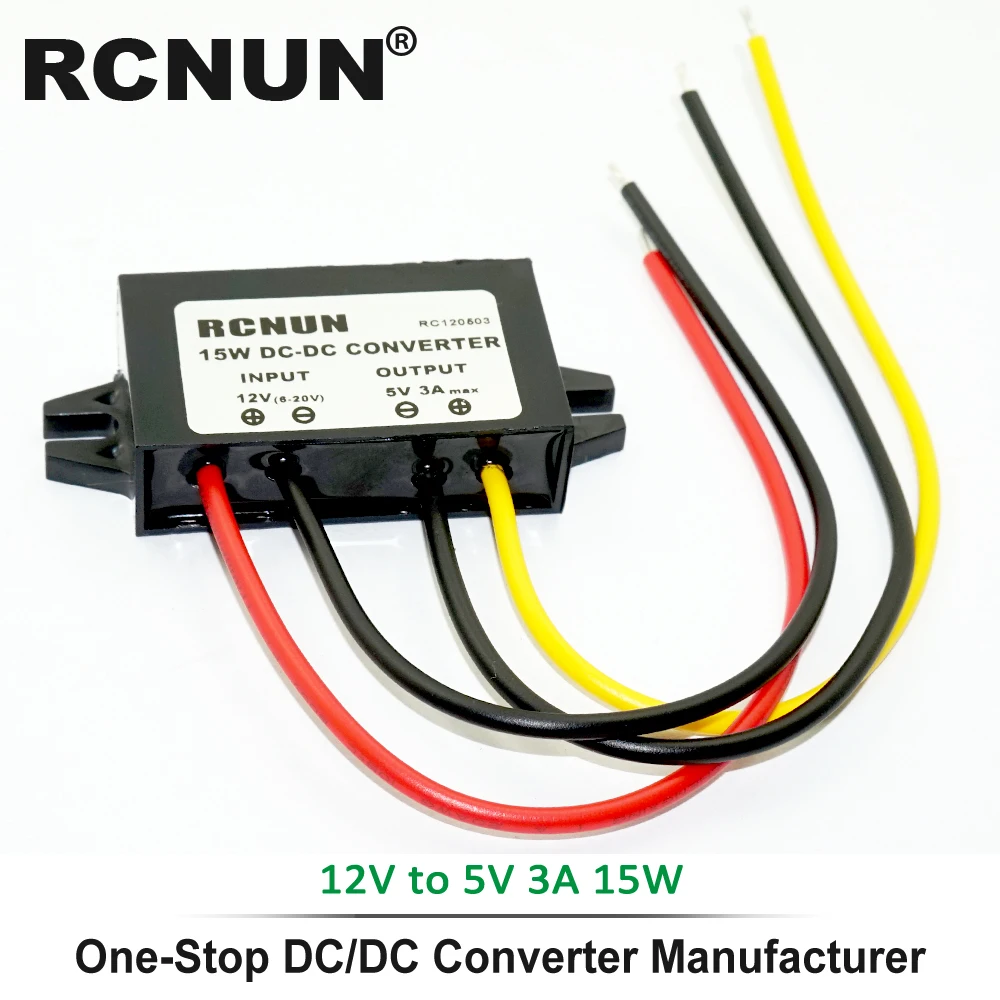 RCNUN 12 В 24 В до 5 В 6 в 3A 5A 10A 15A 20A 30A 40A понижающий DC преобразователь Регулятор для игрушечных автомобилей Светодиодный источник питания - Цвет: 12V to 5V 3A