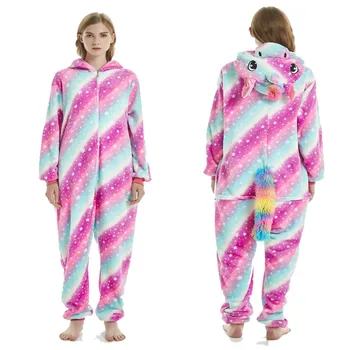 

Winter Flannel One Piece Hooded Onesie Woman Pajamas Unicorn Pajama Adult Pyjamas for Family Matching Pajamas Pyjamas Sleepwear