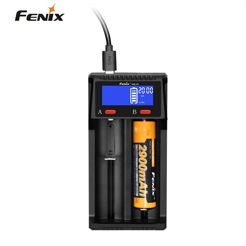 

Battery Charger Fenix ARE-D2 compatible with Li-ion and Ni-MH/Ni-Cd batteries Micro USB charging and USB discharging function
