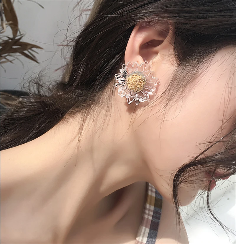 

Csyiirry2019 creative simple boho style earrings female transparent flower earrings female fashion jewelry