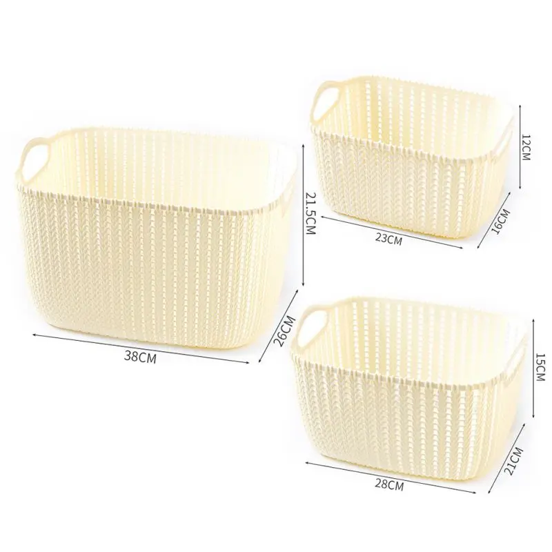 3 шт пластиковый набор корзин для хранения одежды одежда Прачечная контейнер коробка кухонный ящик Органайзер S/M/L