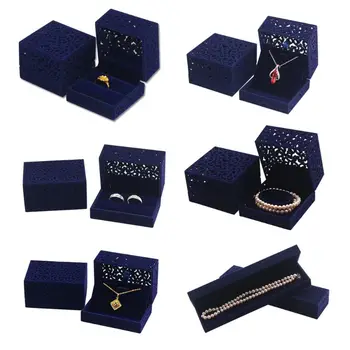 

Hollow Royal Blue Velvet Jewelry Ring Box - Ring Display Organizer Gift Box