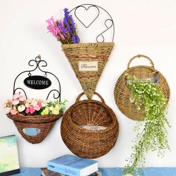 

Straw wicker wall hanging flower basket rattan wall hanging rattan flower basket flower arrangement hanging basket