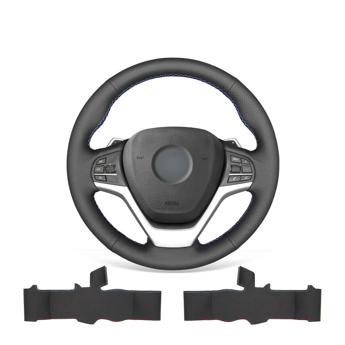 Hand Stitch Black Genuine Leather Steering Wheel Cover For Bmw X5 F15 X5 M F85 X6 F16 X6 M