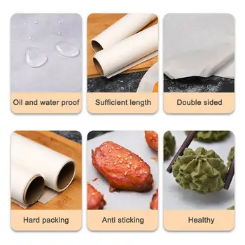 

5/10/20mX30cm Silicone Paper Baking Household Oven Paper Non-stick Oil-absorbing Baking Foil Meat Tray Paper Tin Barbecue S6O7