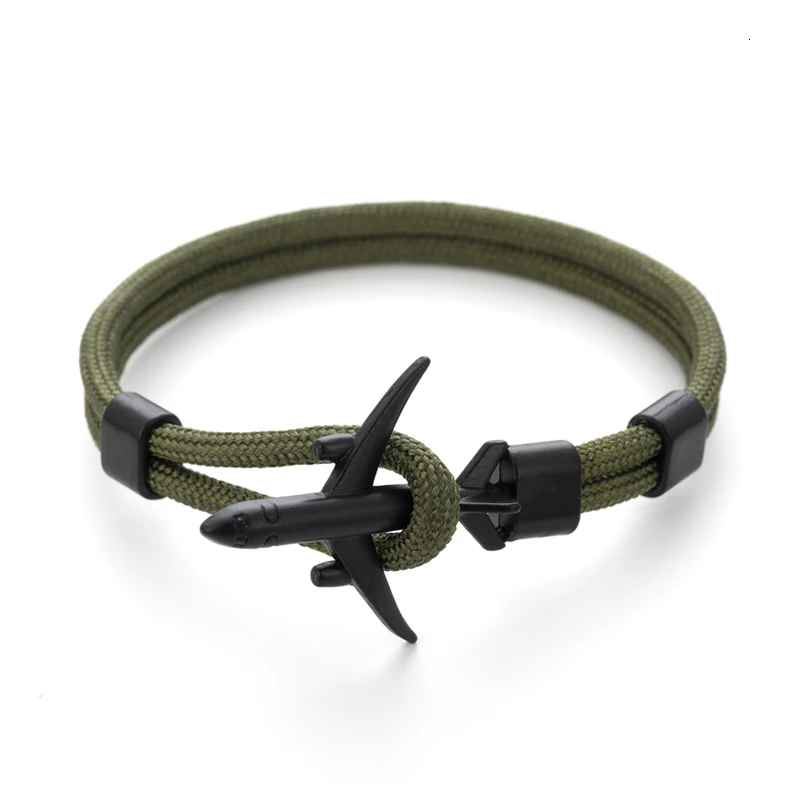 8 Summer Hot Boeing Airplane Anchor Bracelet Men Nylon Rope Chain Charm Bracelets For Women Survival Aviation Style Sport Bracelet - Окраска металла: 8