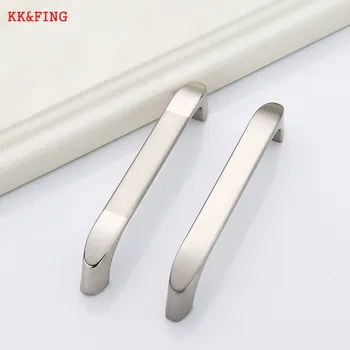 KKFING Nickel Brushed Zinc Alloy Cabinet Door Handles Drawer Knobs Kitchen Cupboard Wardrobe Door Pulls Simple Furniture Handle