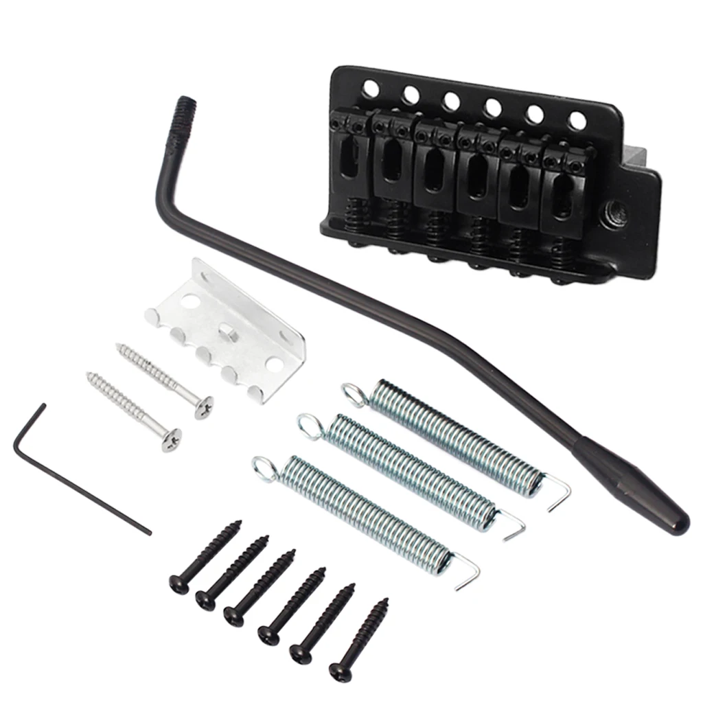 Metal Electric Guitar Tremolo Bridge Set Black, Right Handed