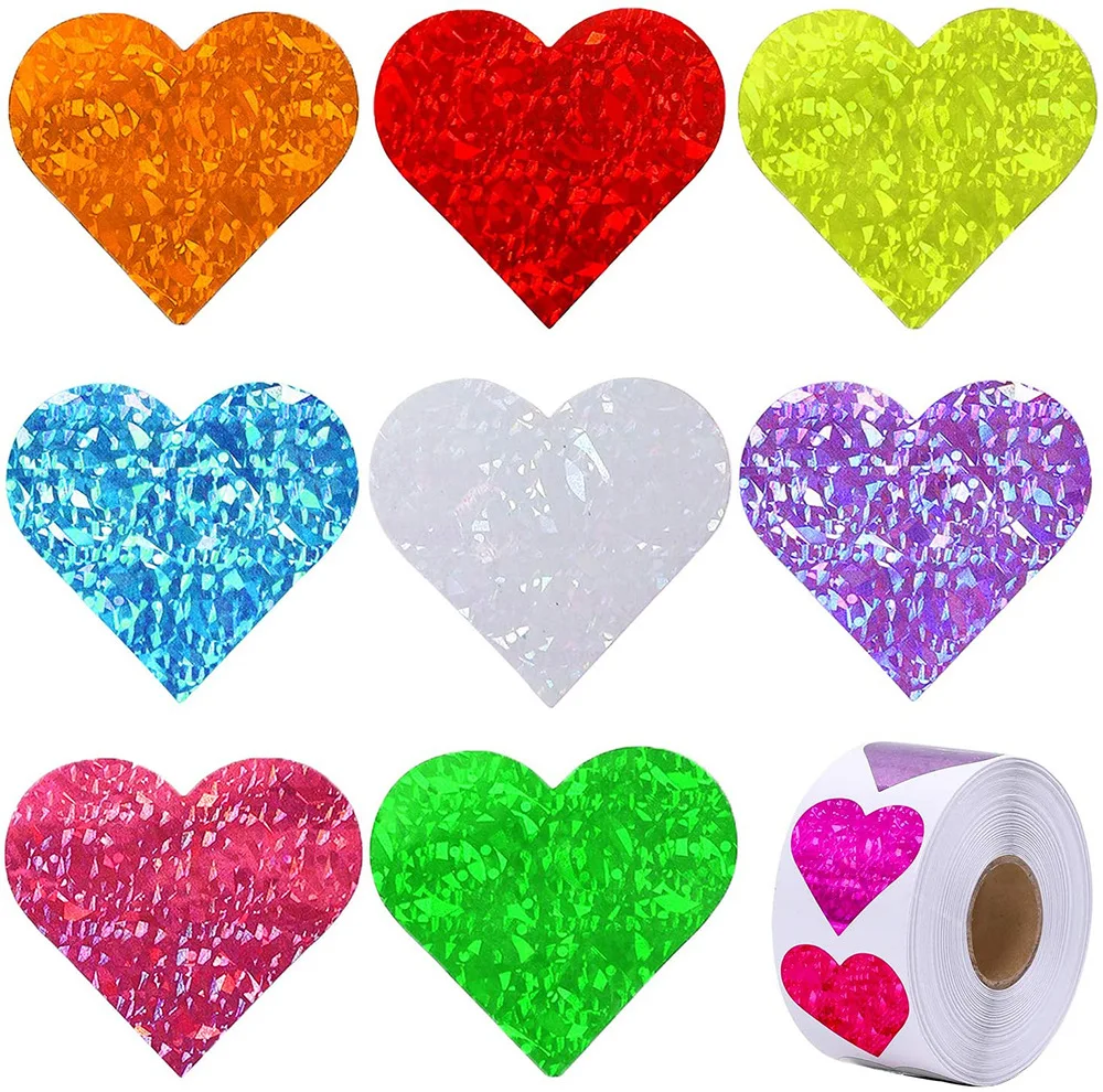 50-500pcs 1.5inch Heart Sticker Gift Packaging Seal labels for Valentine's Day 8 Patterns Wedding Decor Stationery Sticker