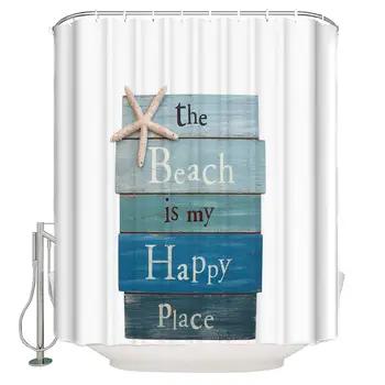 

Shower Curtain Beach Themed Starfish Bath Curtain for Bathroom Accessories Waterproof Polyester Fabric with Hooks 36x72 inch