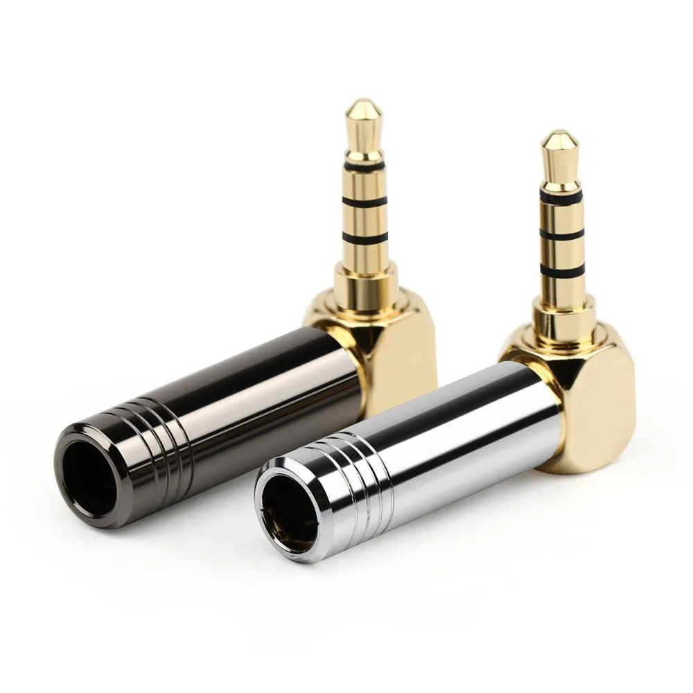 6PC 3 5mm Audio Connector Right Angle Bend Plug 4 Poles Earphone Jack Metal Adapter Bright Aluminum Shell HiFi Headphone Adapter