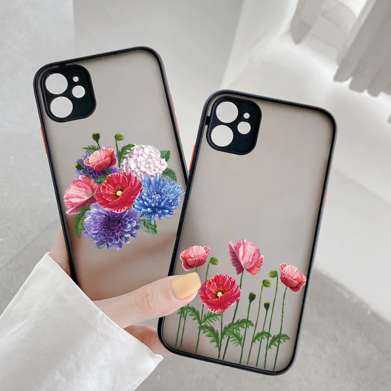Vibrant Poppies Flower Print Matte Shockproof Phone Case