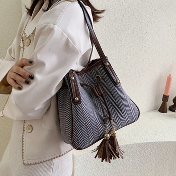 

Fashion Tassel Bucket Bag For women 2019 High Quality Luxury Shoulder Bag Brand Desinger Ladies Handbag Purse bolsa feminina