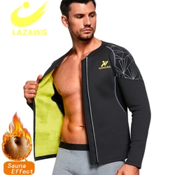 LAZAWG Sauna Shirt for Men Hot Sweat Suit Shapewear Body Shaper Sauna Top Workout for Tummy Fat Burn Corset Training Tops Zipper
