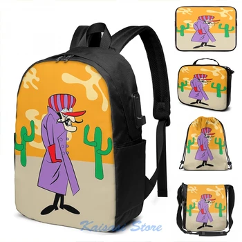 

Funny Graphic print Double Drat USB Charge Backpack men School bags Women bag Travel laptop bag